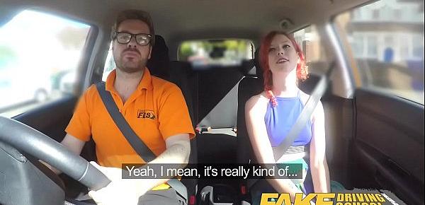 Fake Driving School Instructor fucks and creampies sexually frustrated redhead